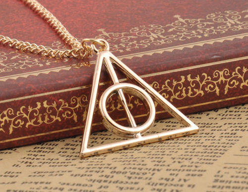 Harry potter deathly hallows metal Gold necklace pendant